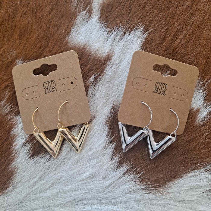 Hypoallergenic Brass V Dangling Earrings