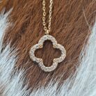Gold Plated Cubic Zirconia Clover Necklace
