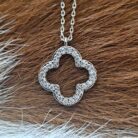 Gold Plated Cubic Zirconia Clover Necklace