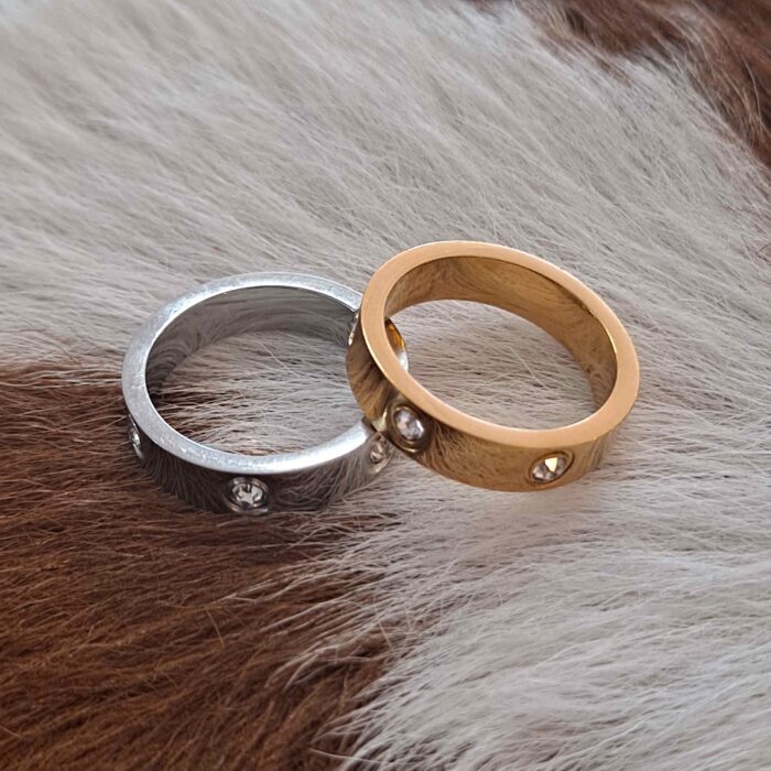 Love Cubic Zirconia Stainless Steel Ring