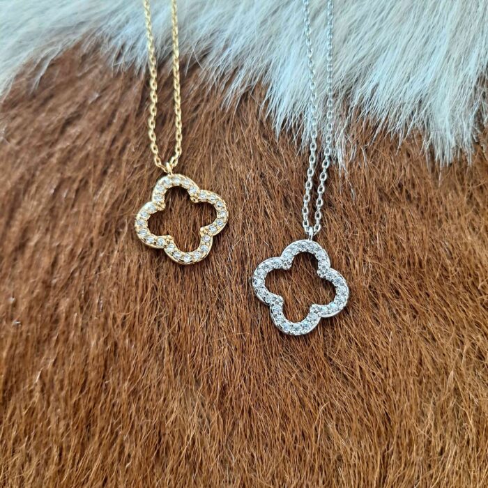 Gold Plated Cubic Zirconia Clover Necklace
