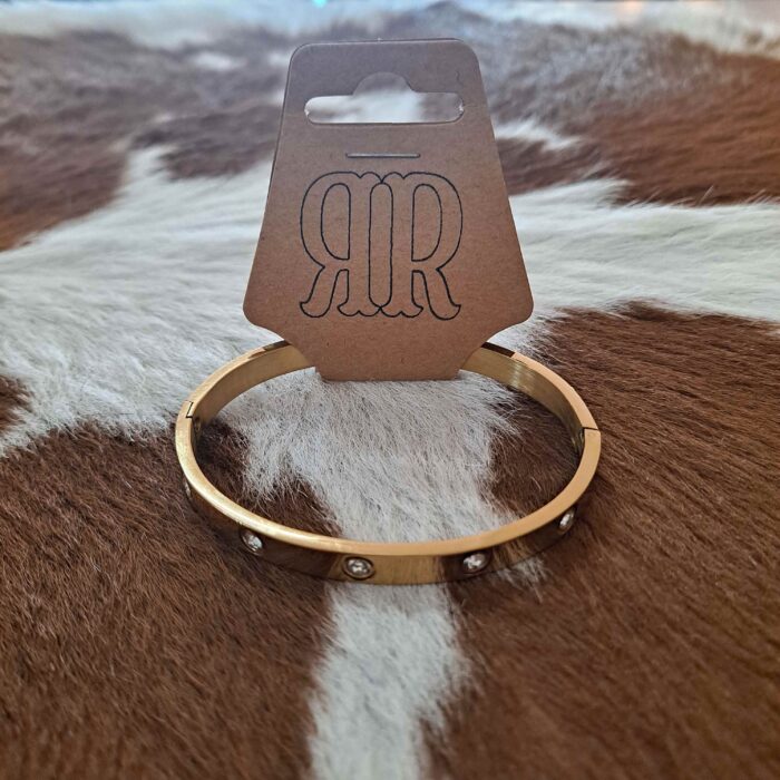 Crystal Love Stainless Steel Hinged Bracelet