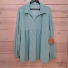 Corded Balloon Sleeve Babydoll Top