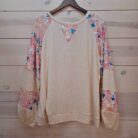Floral Ribbed Puff Long Sleeve Top