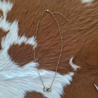 Cowhide Print Pendant Necklace