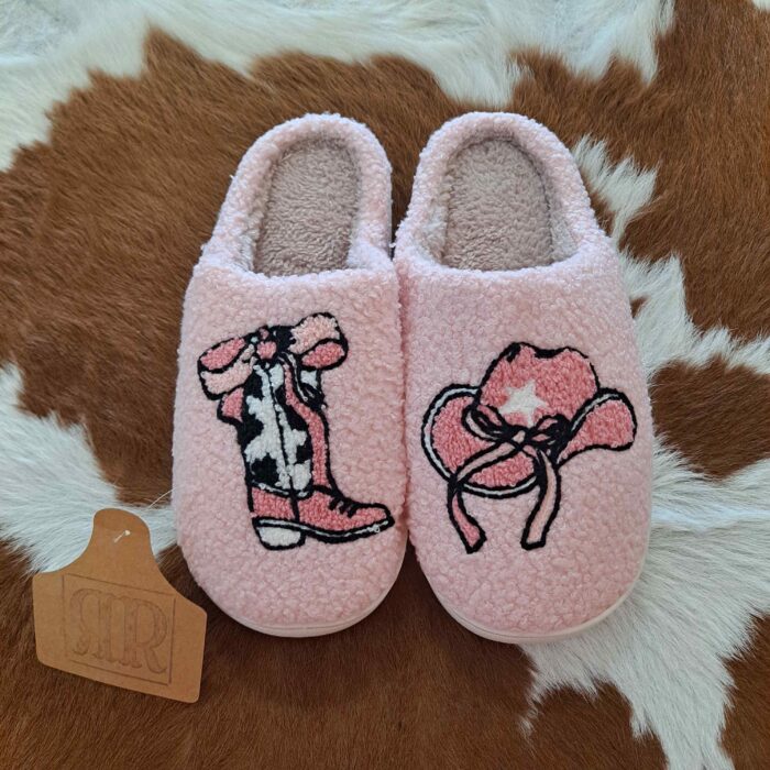 Western Boots and Hat Home Slippers