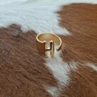 Bubble Design Adjustable Initial Gold Plated Rings