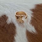 Bubble Design Adjustable Initial Gold Plated Rings