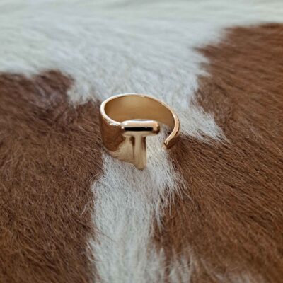 Bubble Design Adjustable Initial Gold Plated Rings