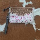 Western Hair-On Genuine Cowhide Leather Wristlet