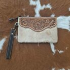 Western Hair-On Genuine Cowhide Leather Wristlet