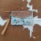 Western Hair-On Genuine Cowhide Leather Wristlet