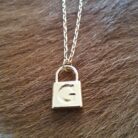 18K Gold Plated Lock Pendant Necklace with Engraved Initial