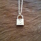 18K Gold Plated Lock Pendant Necklace with Engraved Initial