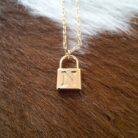 18K Gold Plated Lock Pendant Necklace with Engraved Initial