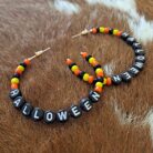 Halloween Lettering Beaded Hoop Earrings