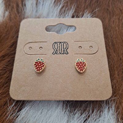 Gold Dipped Epoxy Strawberry Stud Earrings