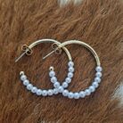 Pearl Beaded Metallic Hoop Earrings