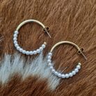 Pearl Beaded Metallic Hoop Earrings