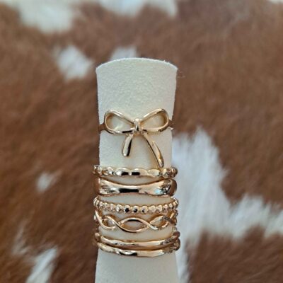7 Piece Mixed Bow Band Rings Set
