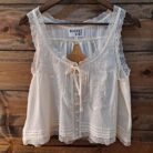 Bow Tie Front Lace Trimmed Tank Top