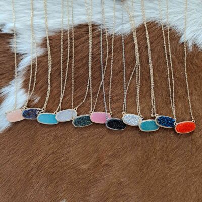 Druzy Stone Charm Necklace