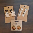 Halloween Linked Ghosts Rhinestones Dangling Earrings