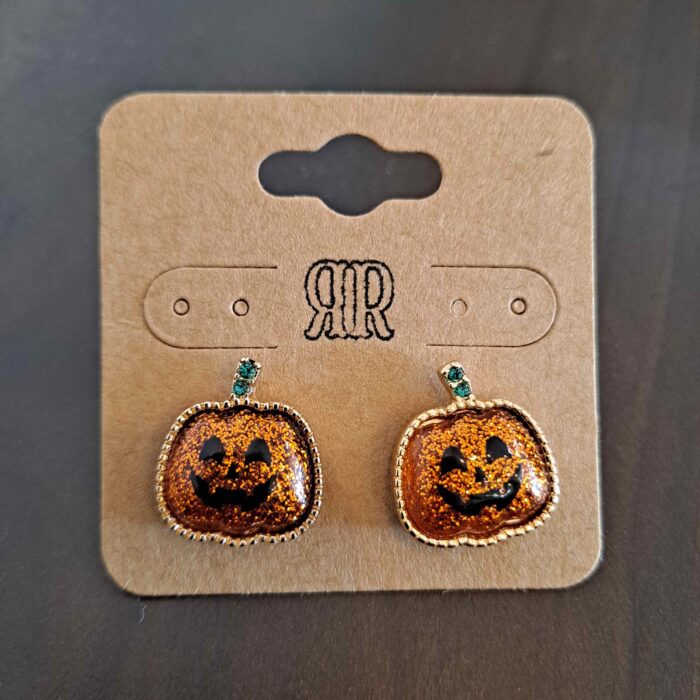Pumpkin Epoxy Stud Earrings With Titanium Posts