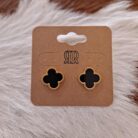 Elegant Clover Shaped Gold Stud Earrings Mother of Pearl Design