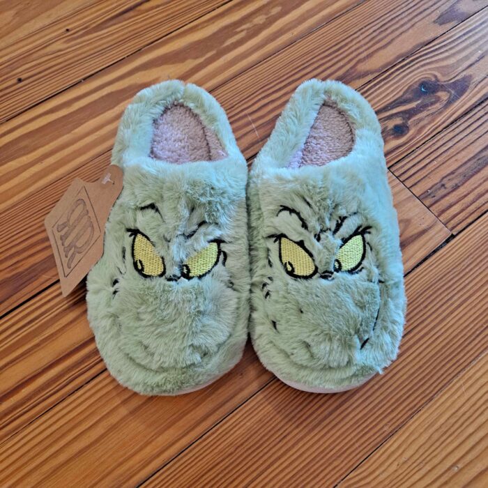 Christmas Grinch Plush Home Fuzzy Slippers