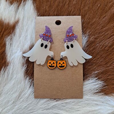 Halloween Ghost Glow In Dark Acetate Post Earrings