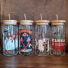 Holiday Glass Cup With Bamboo Lid And Glass Straw