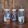Holiday Glass Cup With Bamboo Lid And Glass Straw