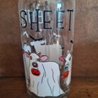 Holiday Glass Cup With Bamboo Lid And Glass Straw