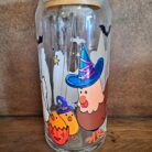 Holiday Glass Cup With Bamboo Lid And Glass Straw