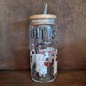 Holiday Glass Cup With Bamboo Lid And Glass Straw