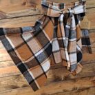 Stylish Paneled Checkered Lace-Up Skirt