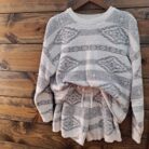 Grey Ivory Knitted Sweater Shorts Set