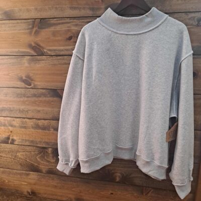 Blank Solid Reversible Mock Neck Sweatshirt