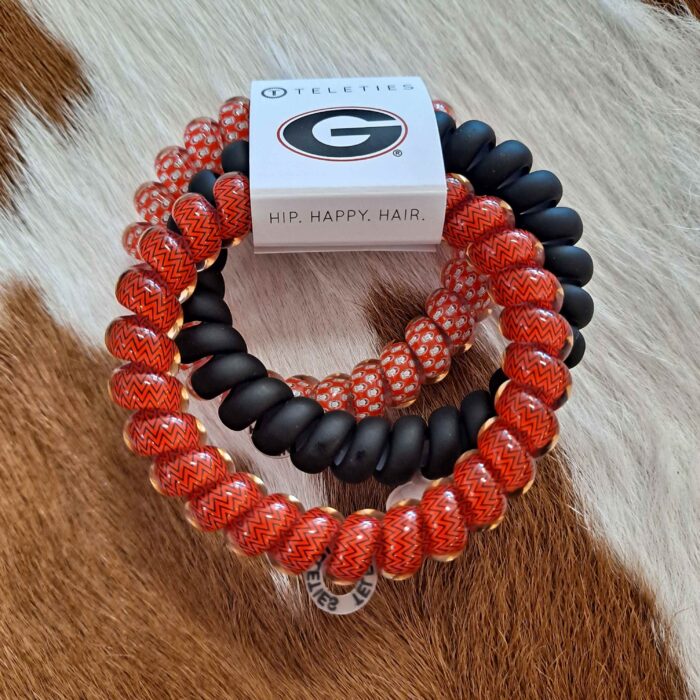 Teleties Georgia Dawgs Large Spiral Hair Coil Trio Set