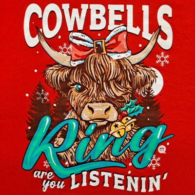 100% Cotton Cowbells Ring Christmas Long Sleeve Graphic Tee
