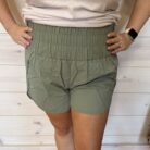 Windbreaker Smocked Waistband Running Shorts with Mesh Waist Pocket