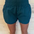 Windbreaker Smocked Waistband Running Shorts with Mesh Waist Pocket