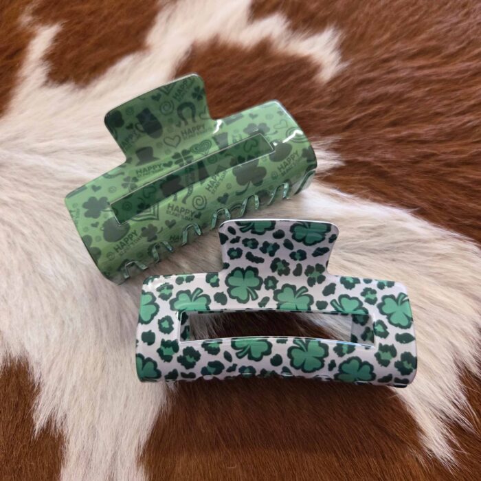 St. Patrick’s Day Green Shamrock Hair Claw Clip