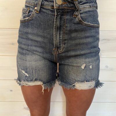 Joy-High Rise Distressed Shorts