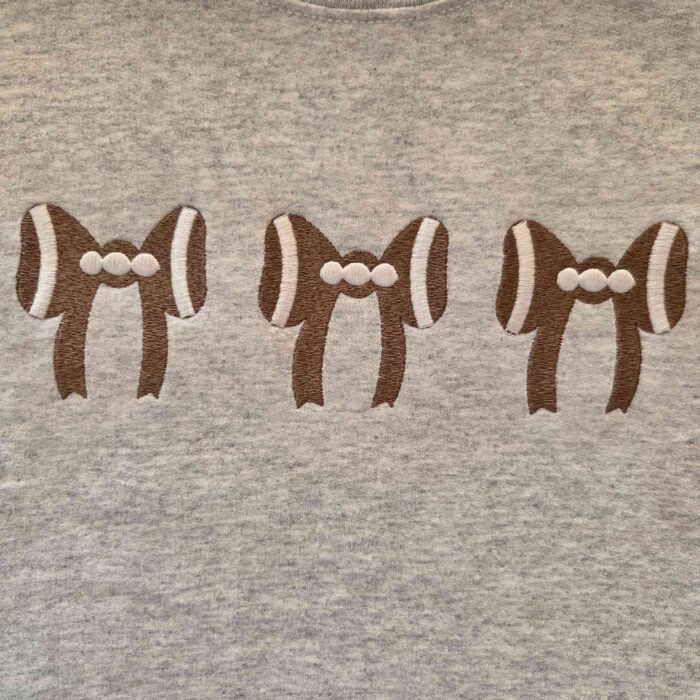 Football Bows Embroidered Crewneck Sweatshirt