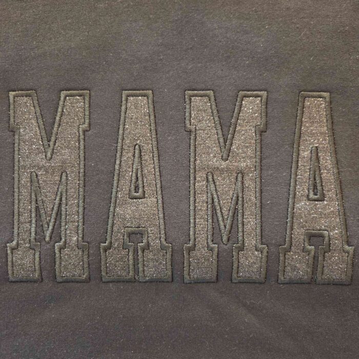 Mama Embroidered Glitter Crewneck Graphic Sweatshirt