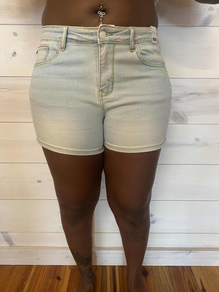Mid Rise Rainbow Thread Shorts