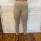 Brushed Microfiber Wide Waistband Full Length Leggings with V-Back Scrunch