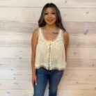 Bow Tie Front Lace Trimmed Tank Top